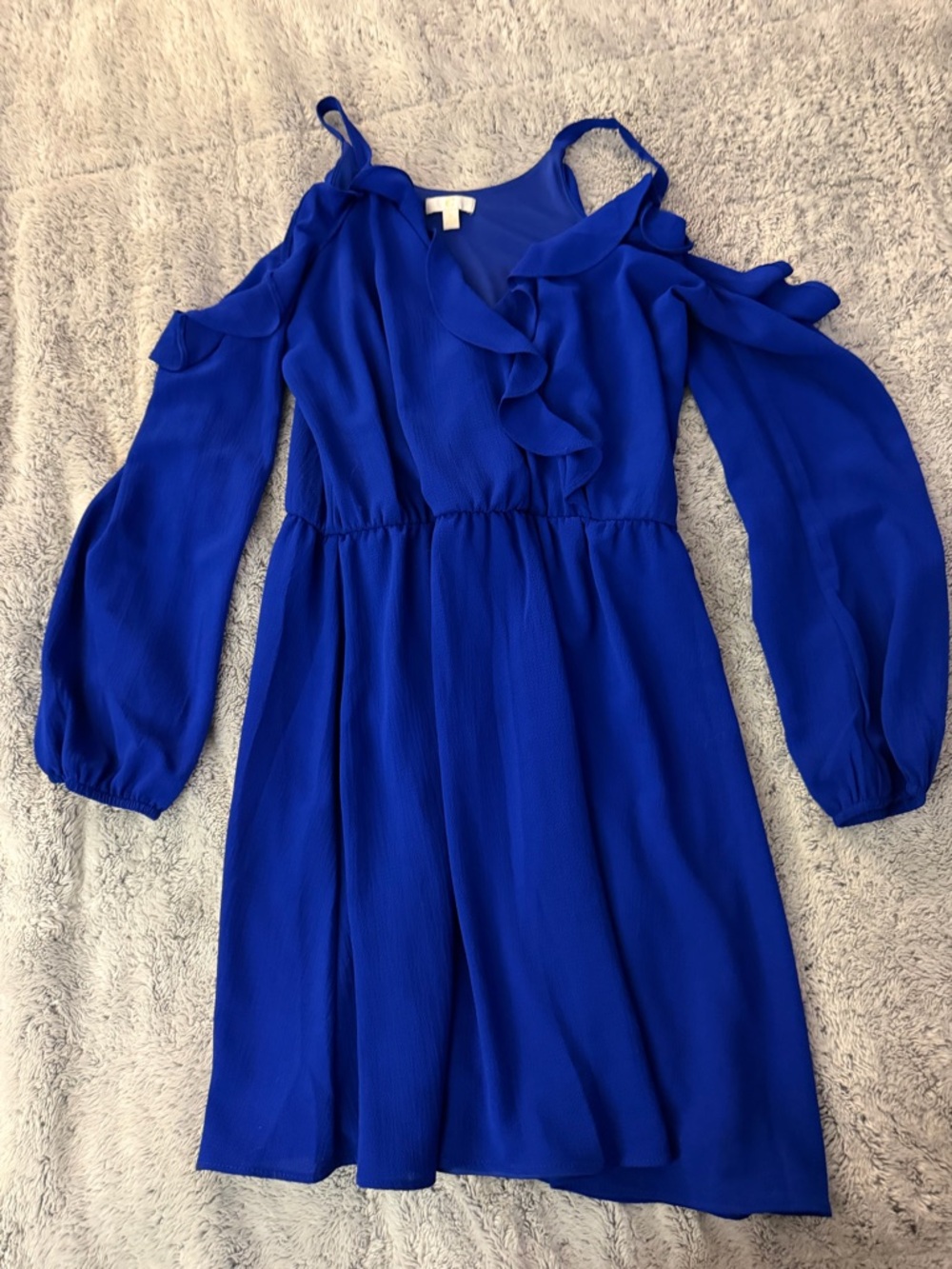 Charming Charlie’s Royal Blue Ruffle Off Shoulder Causal Dress